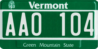 VT license plate AAO104