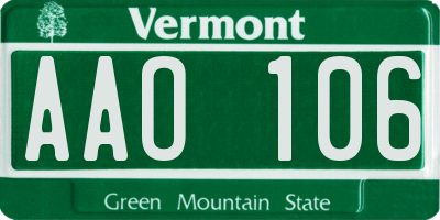 VT license plate AAO106