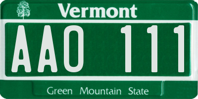 VT license plate AAO111