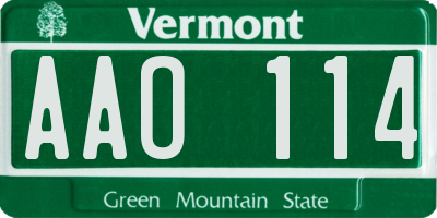 VT license plate AAO114