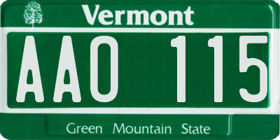 VT license plate AAO115
