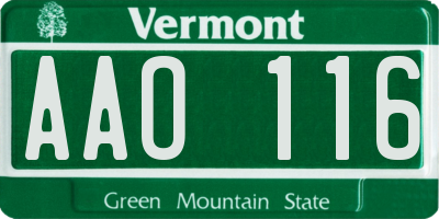 VT license plate AAO116