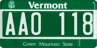 VT license plate AAO118