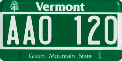 VT license plate AAO120