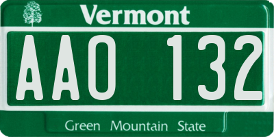 VT license plate AAO132