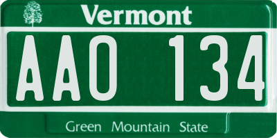 VT license plate AAO134