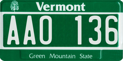 VT license plate AAO136