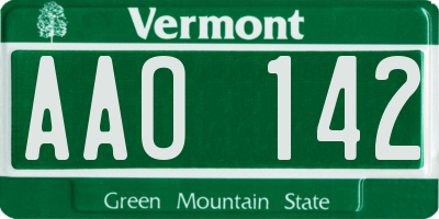 VT license plate AAO142