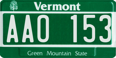 VT license plate AAO153