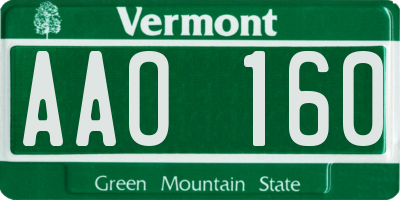 VT license plate AAO160