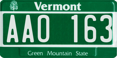 VT license plate AAO163