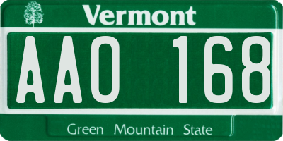 VT license plate AAO168