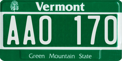 VT license plate AAO170