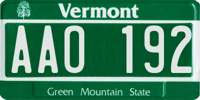 VT license plate AAO192
