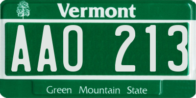 VT license plate AAO213