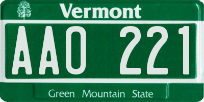 VT license plate AAO221