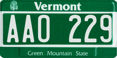 VT license plate AAO229