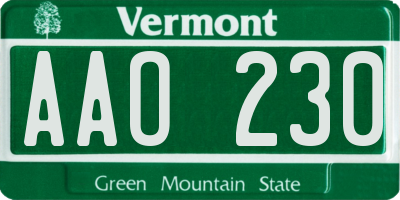 VT license plate AAO230