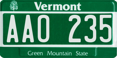 VT license plate AAO235