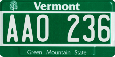 VT license plate AAO236