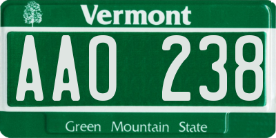 VT license plate AAO238