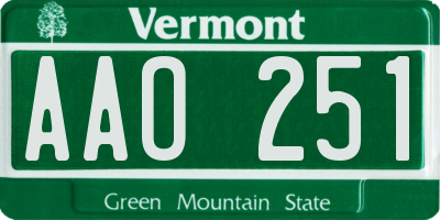 VT license plate AAO251