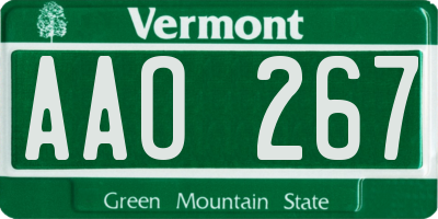 VT license plate AAO267