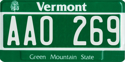 VT license plate AAO269
