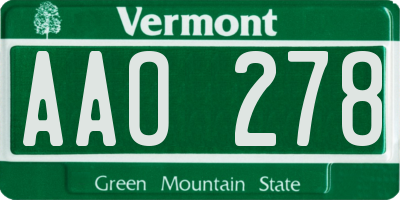 VT license plate AAO278