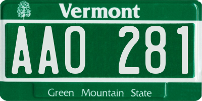 VT license plate AAO281