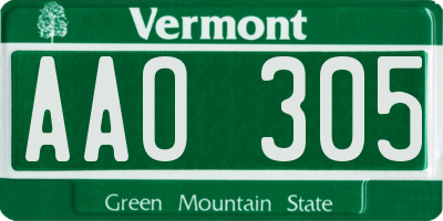 VT license plate AAO305