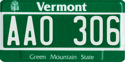 VT license plate AAO306