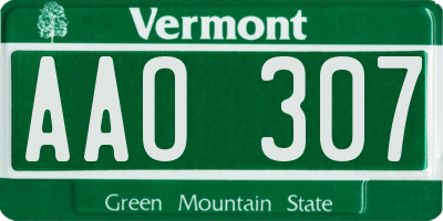 VT license plate AAO307