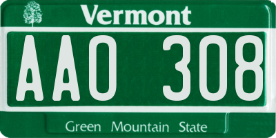 VT license plate AAO308