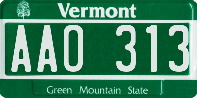 VT license plate AAO313