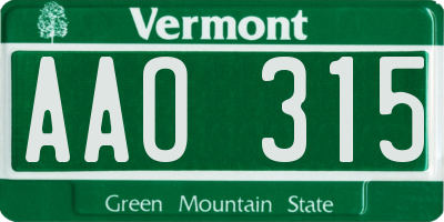 VT license plate AAO315