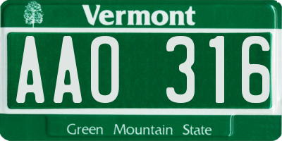 VT license plate AAO316