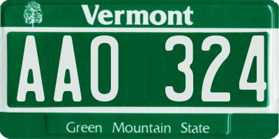 VT license plate AAO324