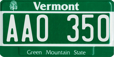 VT license plate AAO350