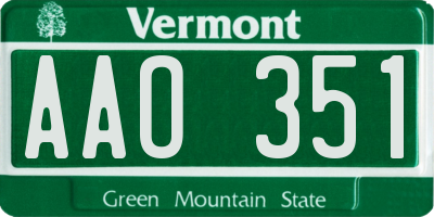 VT license plate AAO351