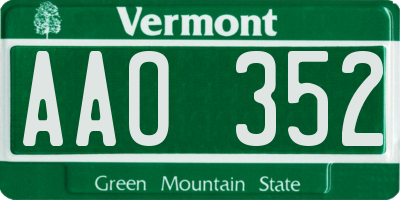 VT license plate AAO352