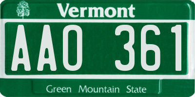 VT license plate AAO361