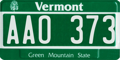 VT license plate AAO373