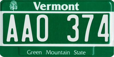 VT license plate AAO374