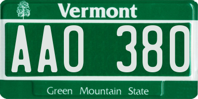 VT license plate AAO380