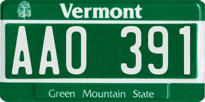 VT license plate AAO391