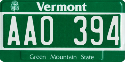 VT license plate AAO394
