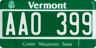 VT license plate AAO399