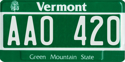 VT license plate AAO420