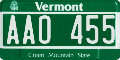 VT license plate AAO455